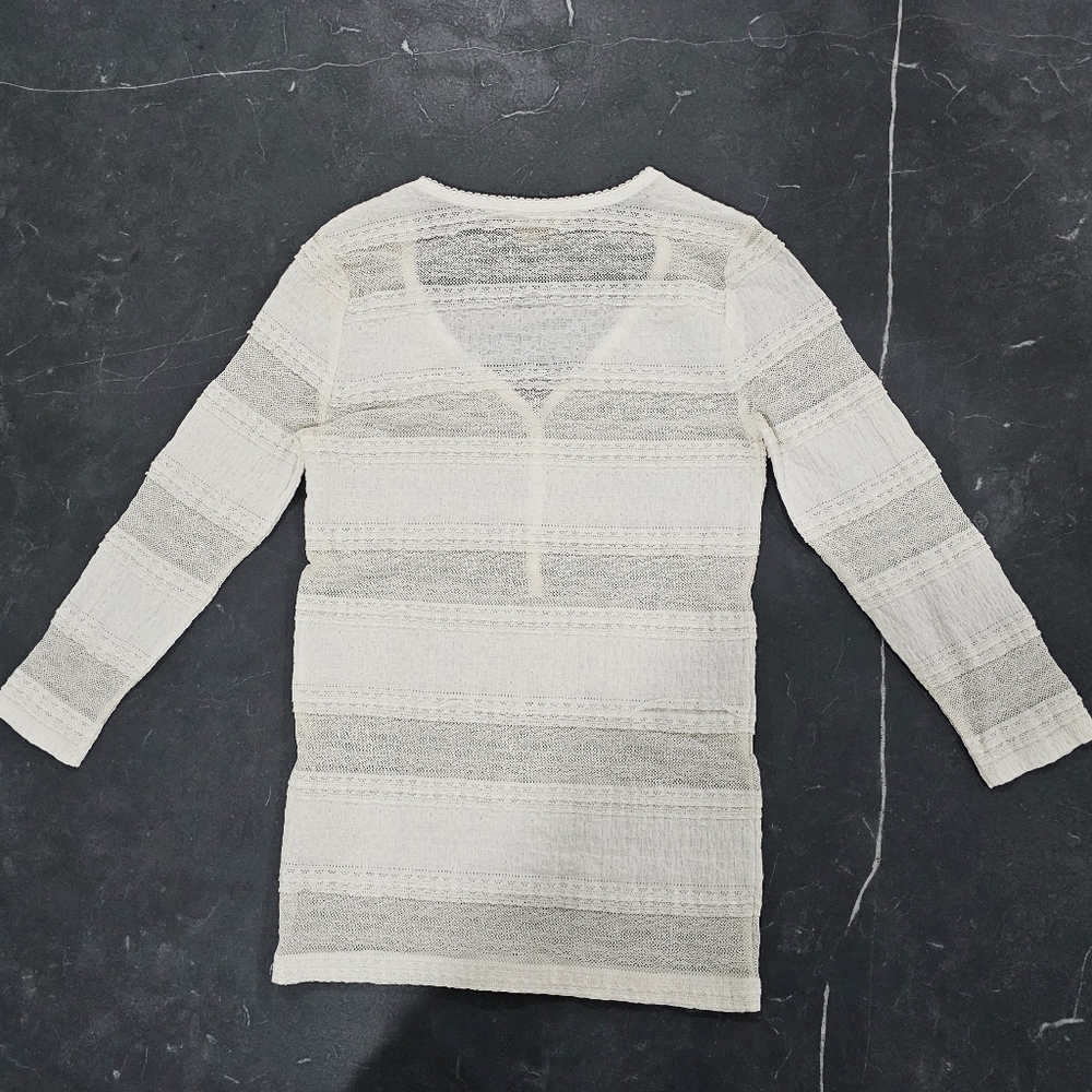 NWOT Denim & Supply Ralph Lauren Lace Ivory Henley 3/4 Sleeve Top Small - Picture 7 of 7